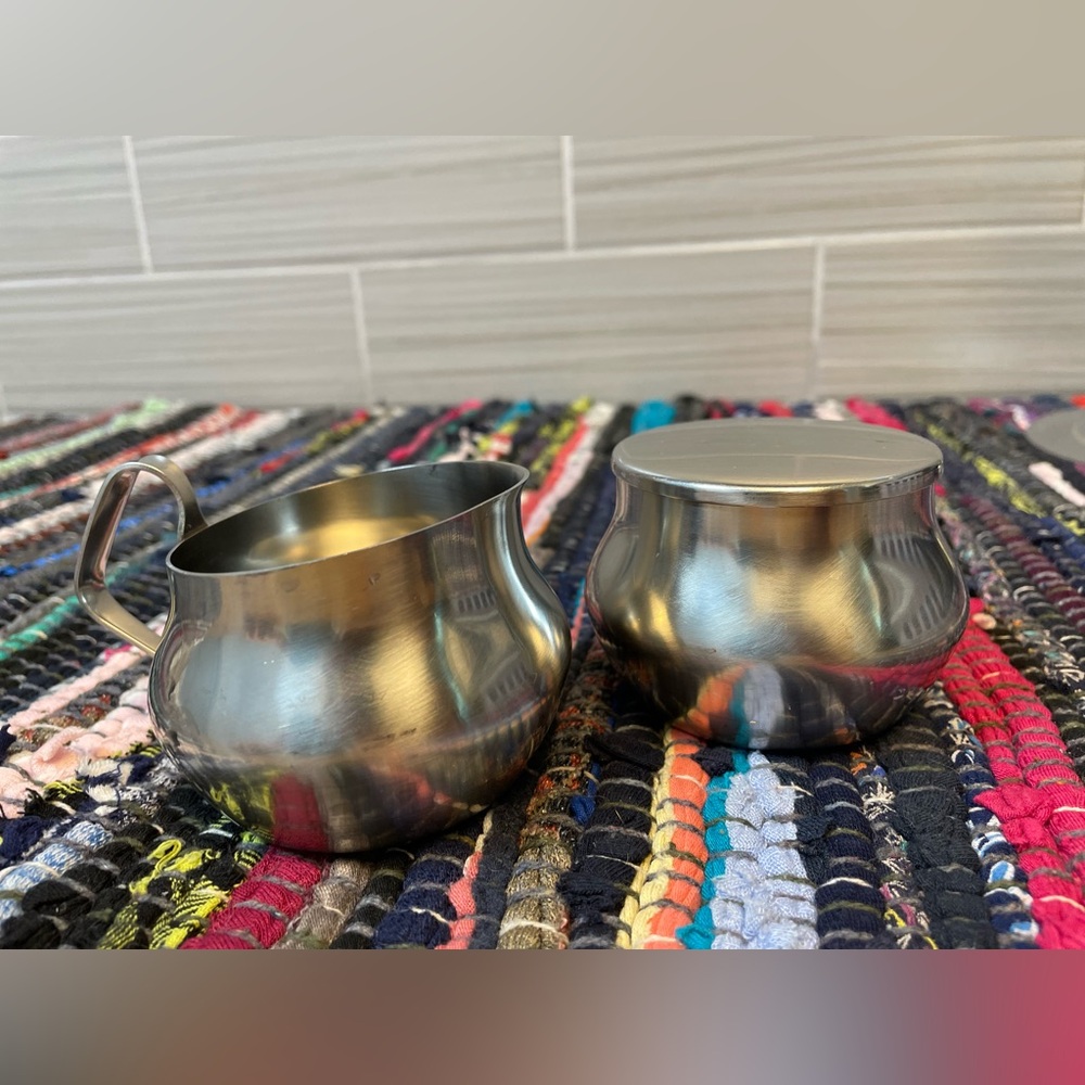 Selandia | 18/8 Denmark | Stainless | Sugar & Creamer Set | MCM Style | Vintage